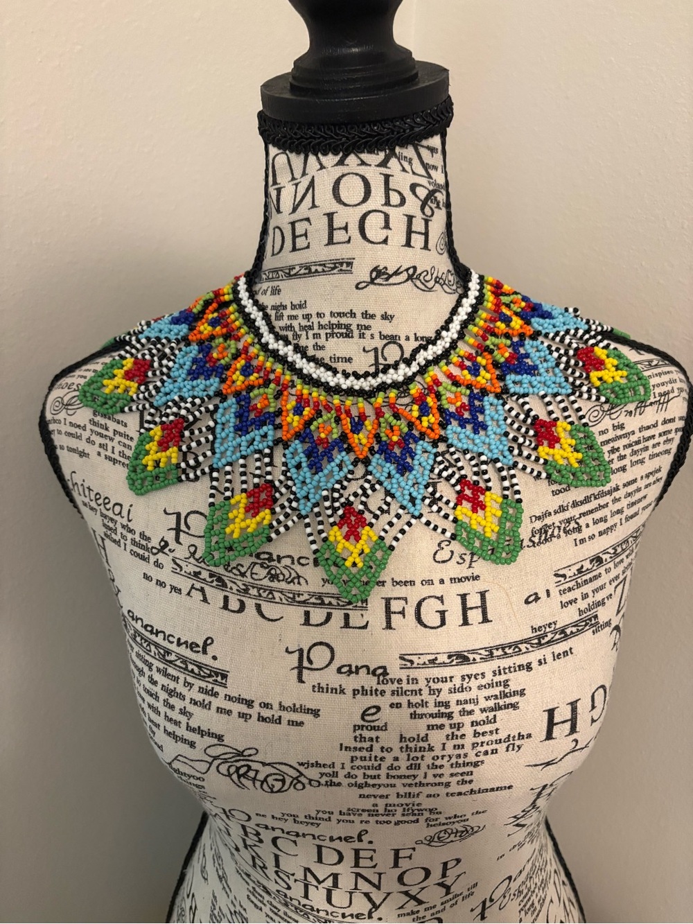 Handmade Multicolor Beaded Statement Necklace - Picture 3 of 4